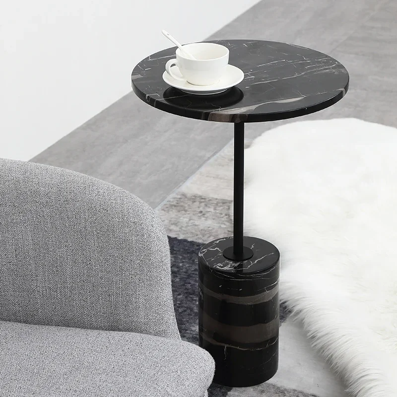 Modern minimalist natural marble coffee table set modern creative design hotel villa round wholesale customized side table