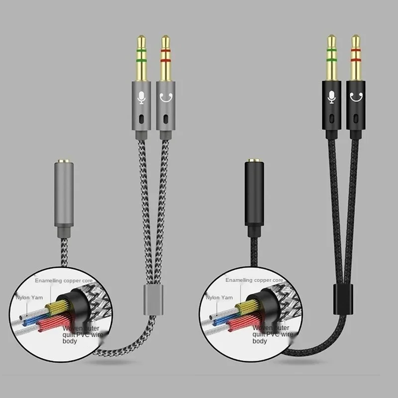 3.5mm Headset Adapter Headphone Mic Y Splitter Cable 3.5mm AUX Stereo Audio Male to 2 Female Separate Audio Microphone Plugsnt