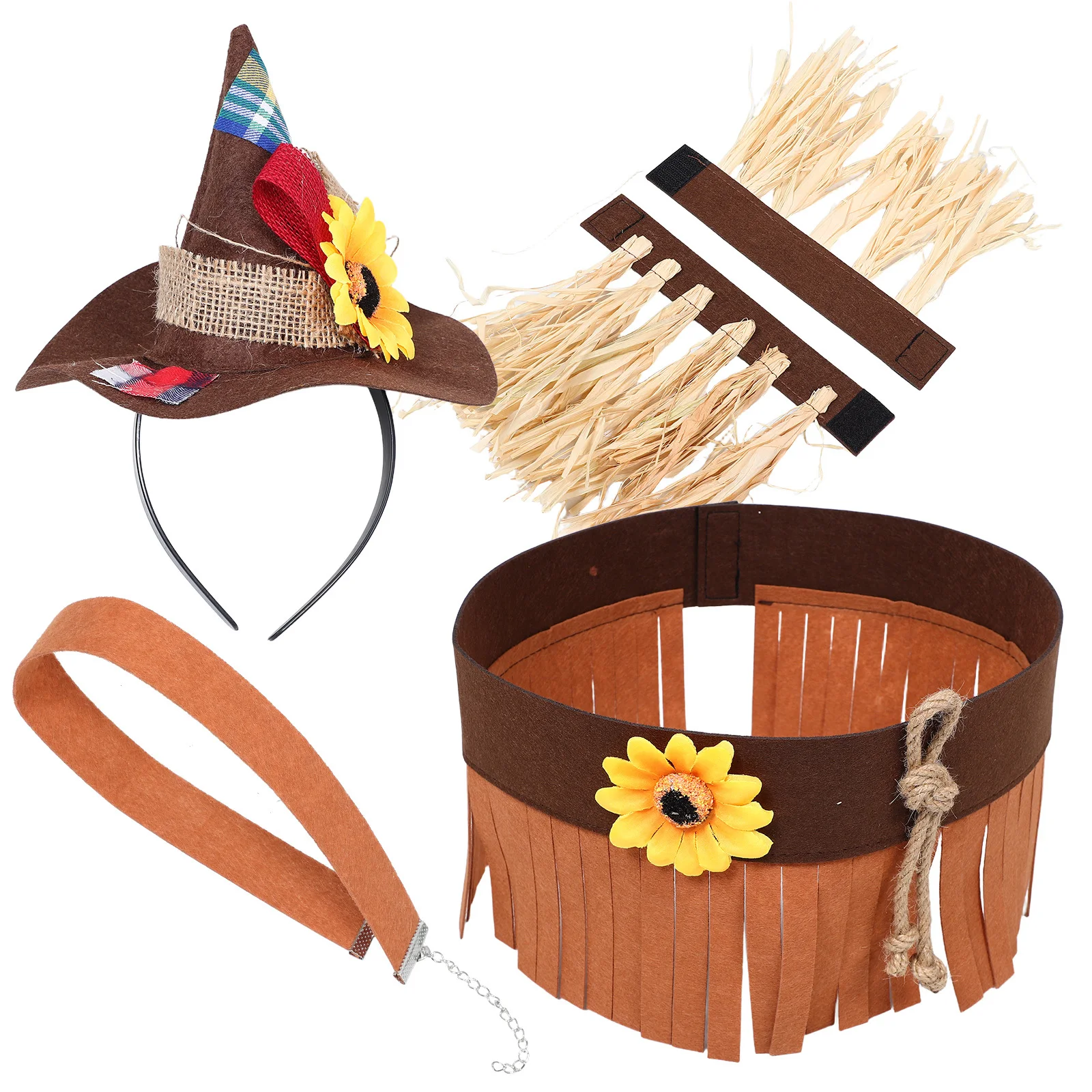 1Set Einzigartige Vogelscheuche Kostüm Kit Filz Hut Stroh Manschetten Halloween Party Karneval Tragen Leichte Bequeme Vogelscheuche Hut Erwachsene