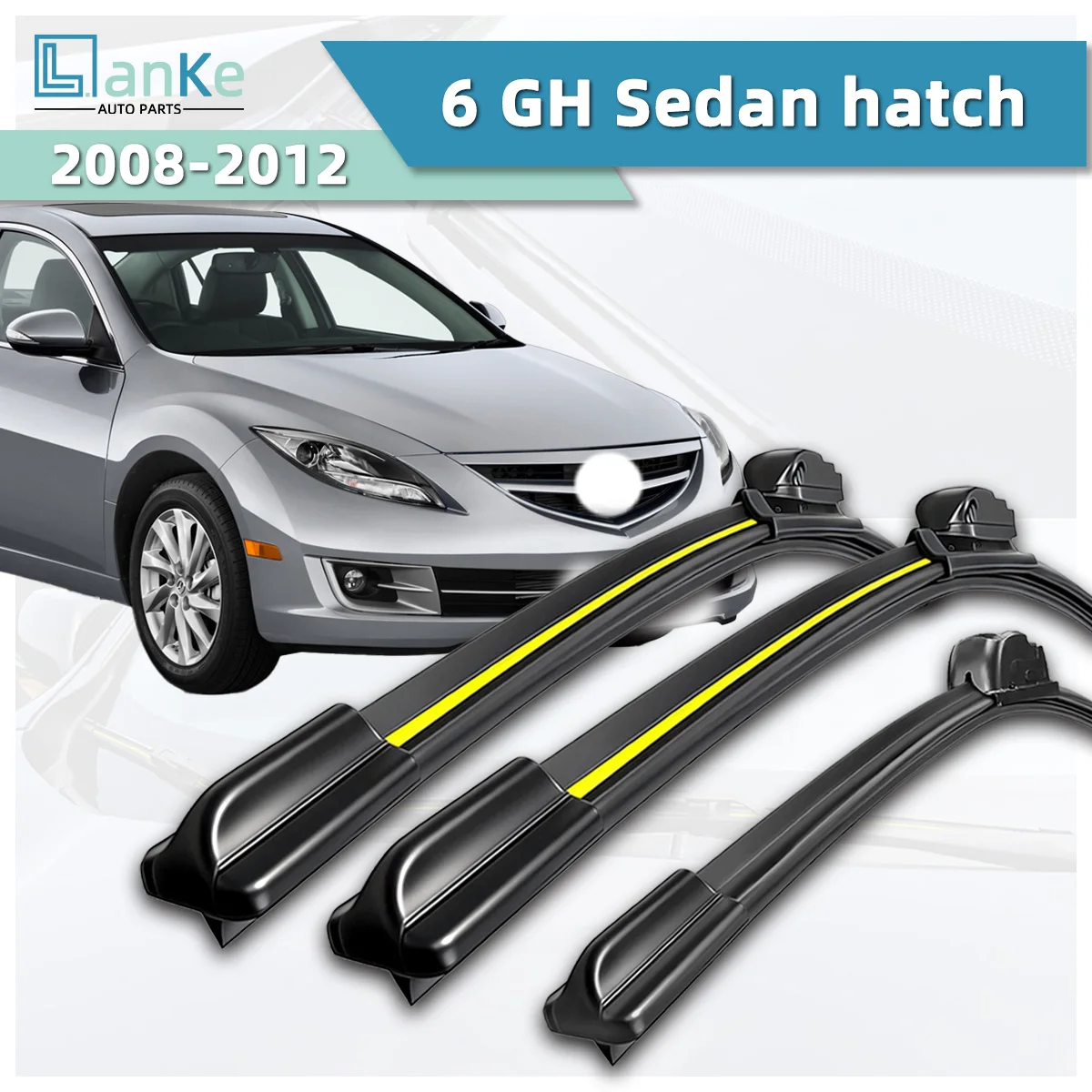 Lanke Wiper Fit For Mazda 6 GH Sedan hatch (2008-2012) Natural Rubber Strip Boneless Silent Car Windshield Front Wiper Auto Part