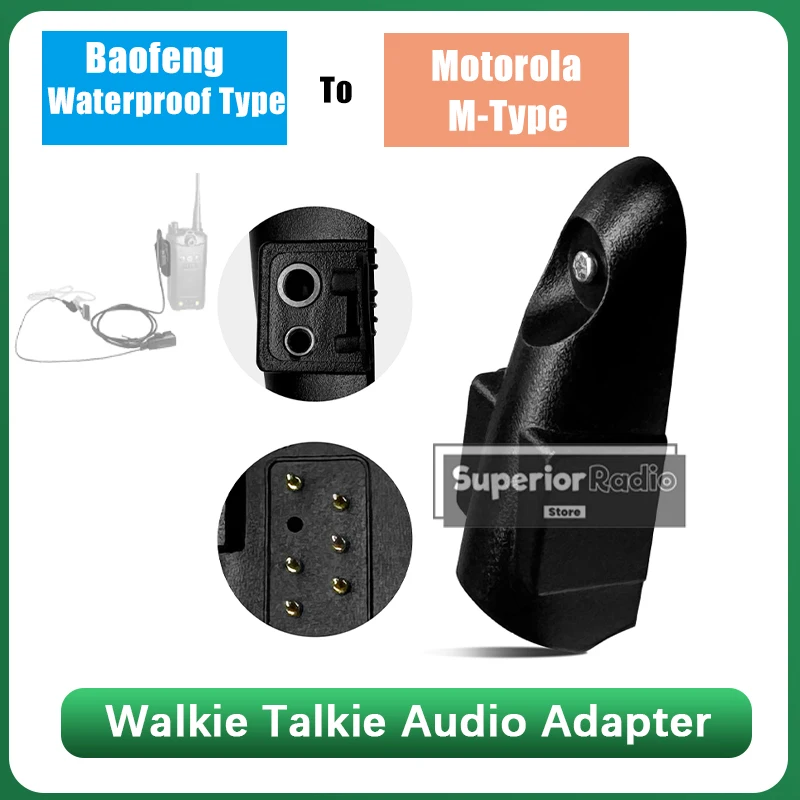 

2-контактный аудиоадаптер для наушников типа M, конвертер гарнитуры Walkie Talkie для Baofeng UV-9R Plus BF-9700 BF-A58 UV-XR двусторонней радиосвязи