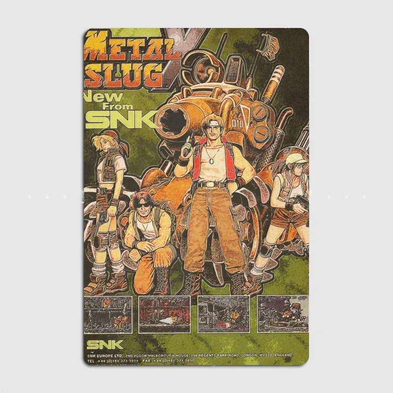 Metal Slug X Collection Metal Plaque Poster Club Home Bar Cave Classic Plaques Tin Sign Poster Room Wall Decor