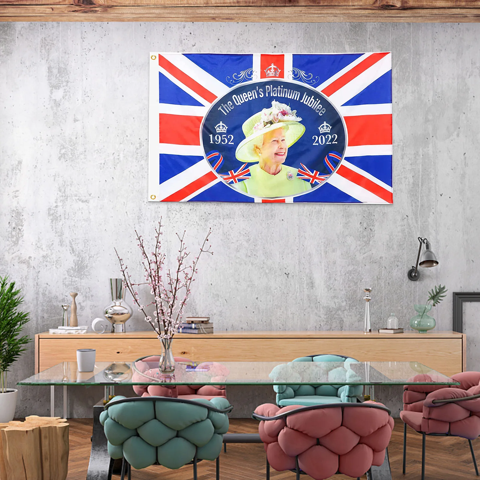 Queens Elizabeth Jubilee Union Jack Flag 2022 Platinums Jubilee Flag Anniversary British Banner 70th Party Decorations For