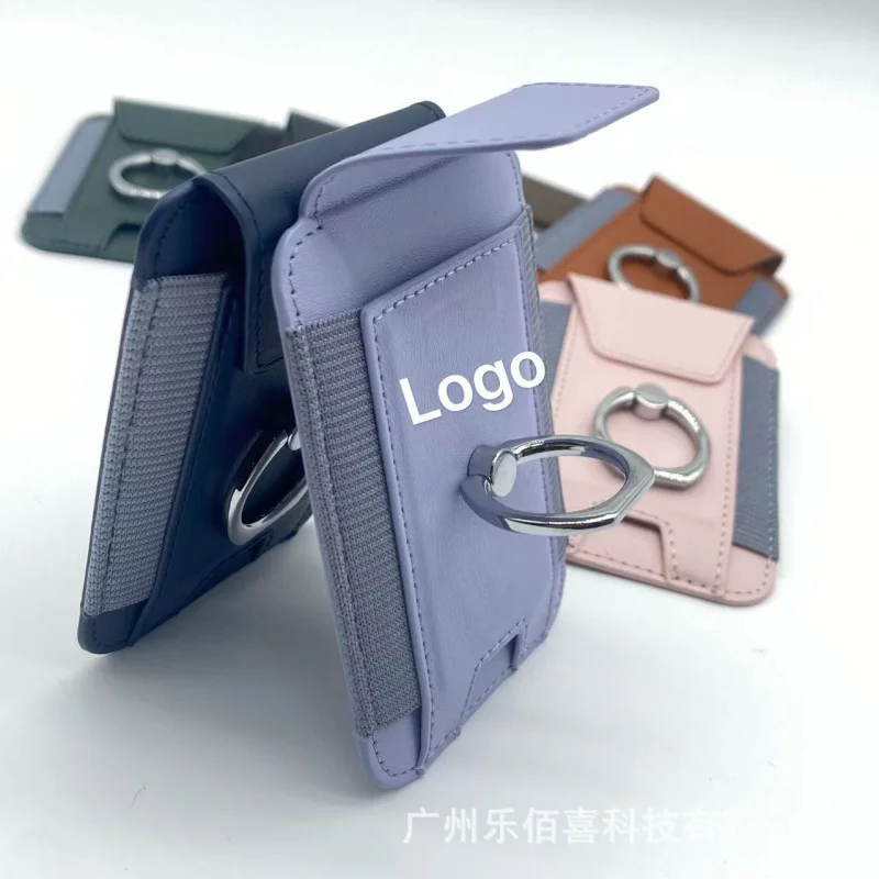 Magsafe titular do cartão com capa de aba anel de telefone magnético suporte de couro do plutônio caso de telefone celular para iphone 13 14 15 16 pro