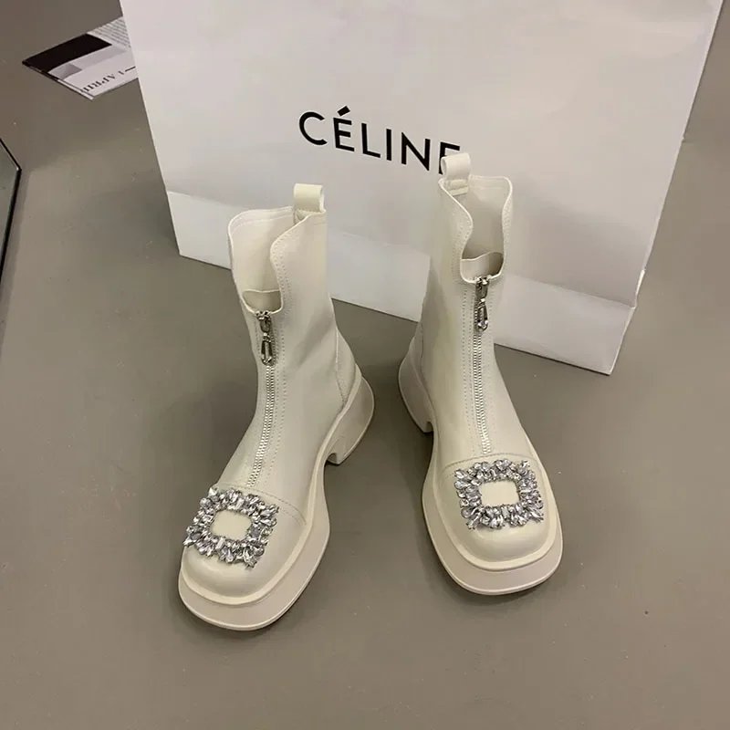

2023 Hot salesWinter Ankle Boots For Women Fashion Rhinestone Short Boots Female Platform Thick Bottom Women's Winter Footwear