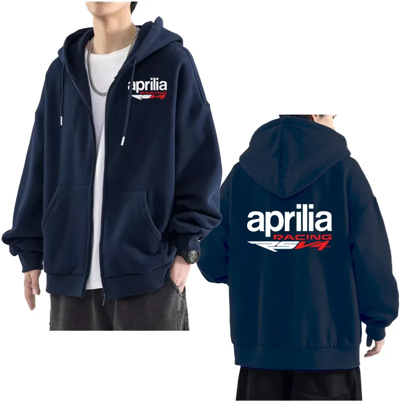 Hoodie Cardigan men's classic recommendation solid color long sleeve cardigan aprilia rsv4 printed street men's hooded jacket