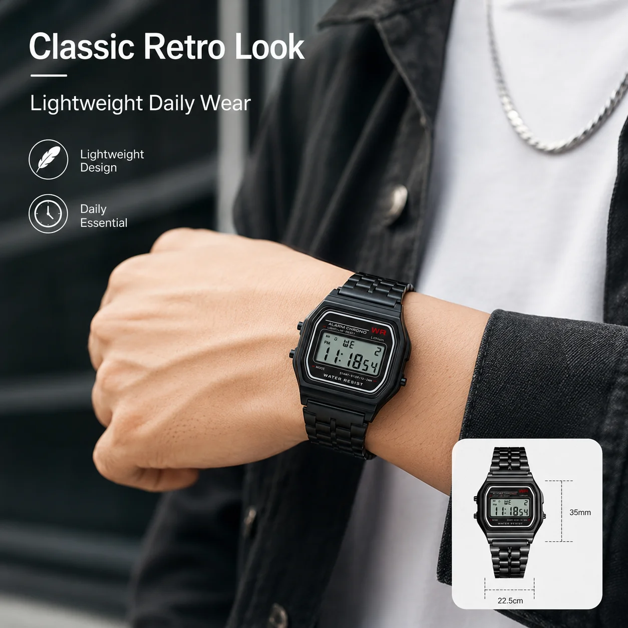 F91W Non-Waterproof Steel Band Watch For Women, Men, Business Clock, Multi-Functional LED Digital Sports Watch, Electronic Clock