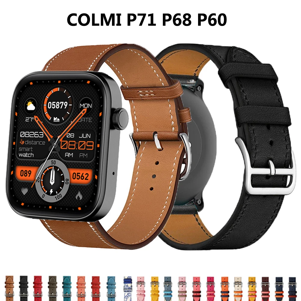 22mm Leather Band for COLMI P71 P68 P60 Smart Wristband Quick Releas Strap for COLMI P68 P60 Correa Bracelet Watches Accessories