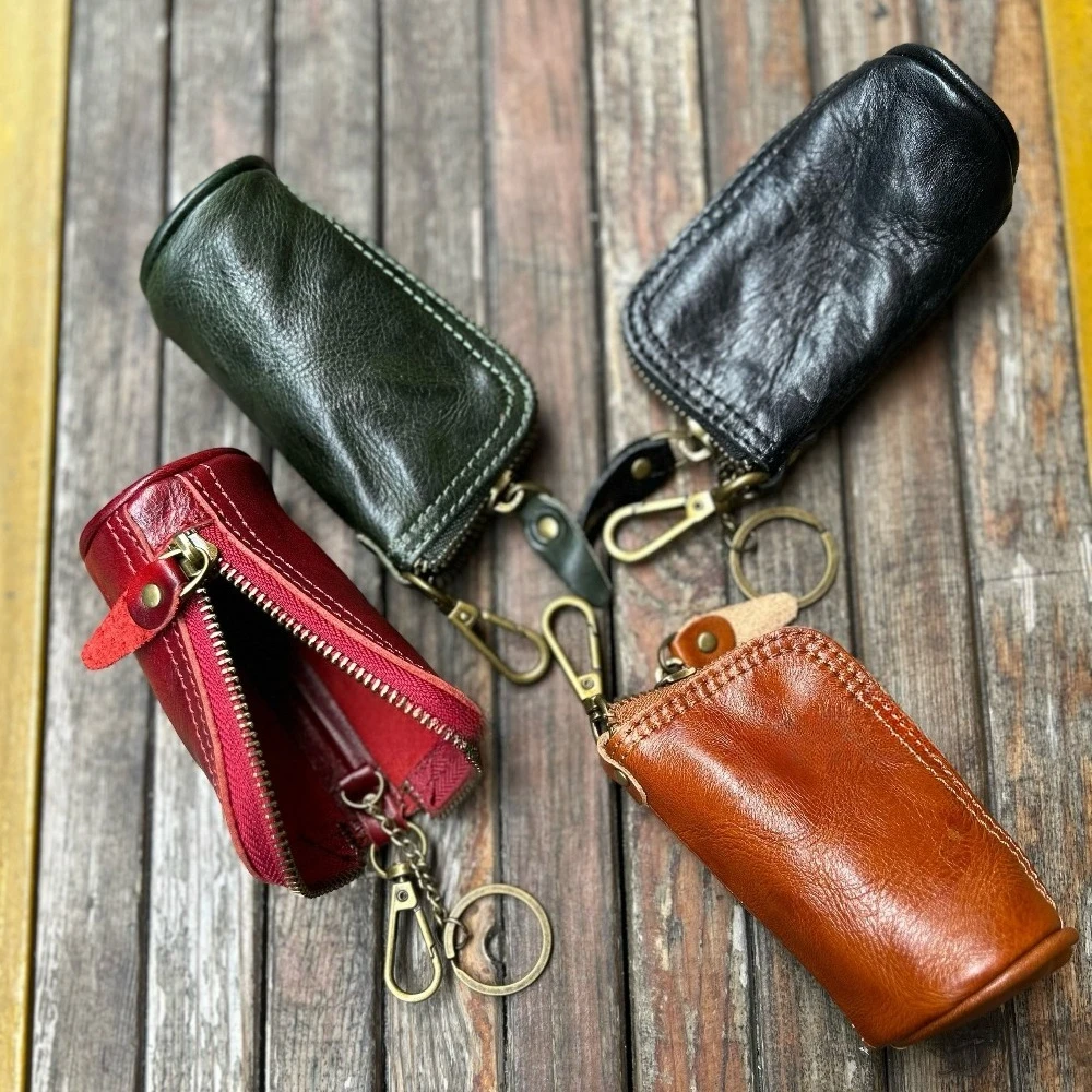 

First-layer cowhide key pouch, organizer pouch, multi-purpose small bag, car key holder, coin purse, earphone pouch