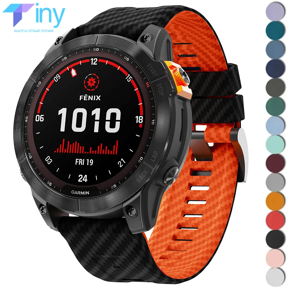 22mm 26mm Quickfit Carbon Fiber Watchband for Garmin Fenix 7X 6X 5X Plus Epix Silicone Wrist Strap for Fenix 6 7 955 EPIX Watch