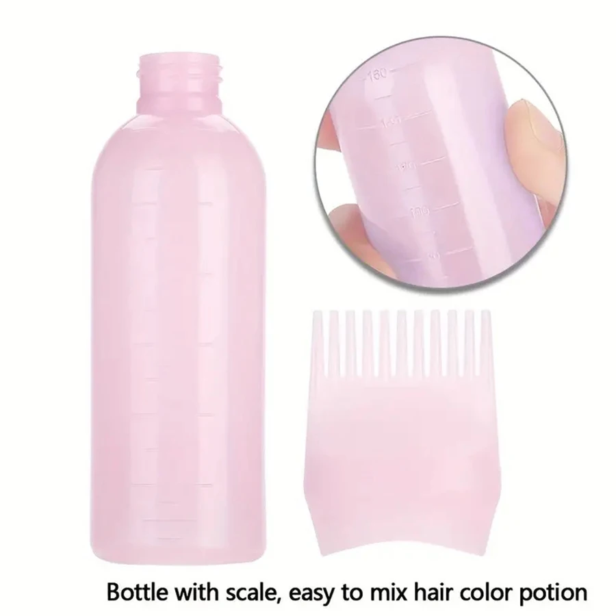 Hair Coloring & Scalp Massage Brush Set - ABS Plastic Hair Dye Applicator Bottle with Scale, Silicone Shampoo Scalp Scrubber