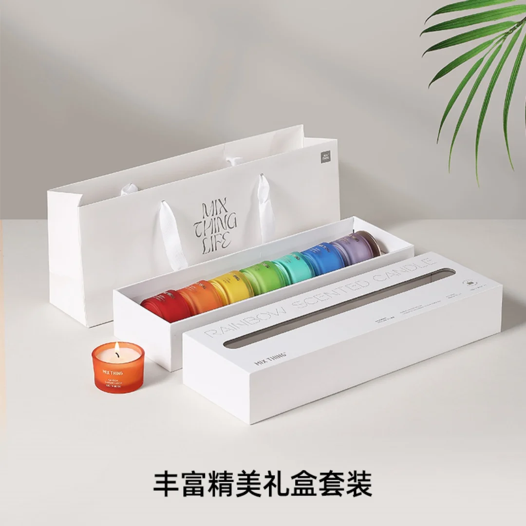 Luxury Holiday Rainbow Scented Candle Gift Set Indoor Niche Premium Fragrance Handcrafted Birthday Creative Girlfriend Present