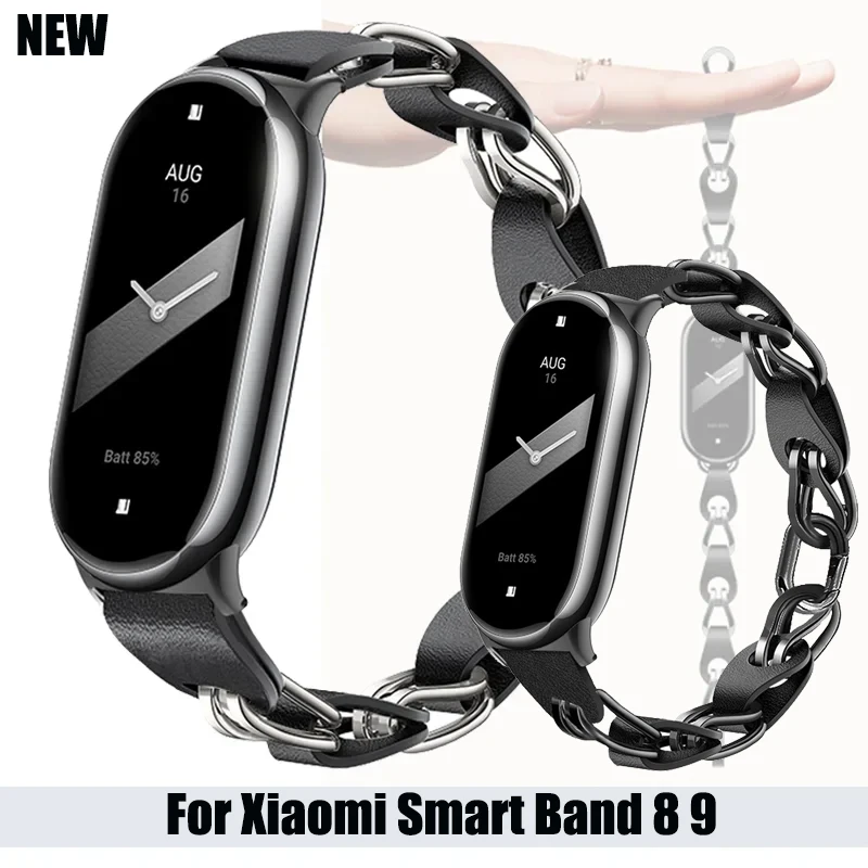 

Original Metal Strap for Xiaomi Smart Band 8 9 Stainless Steel Quick Release Bracelet Leather Wristband for Mi band 9 8 NFC Belt