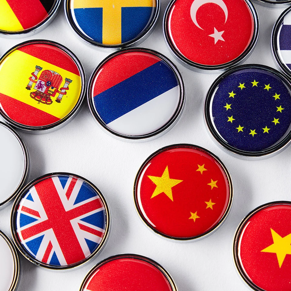 Round Shape Car Styling 3D Aluminum Epoxy National Flag Logo Emblem Sticker Metal Decal Badge Auto Exterior Accessory CB-44