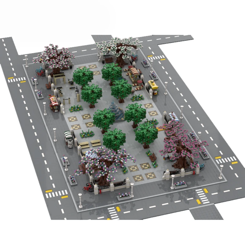 Hot 9795 PCS MOC Stad Straatweergaven Modulaire Stad Vierkant Bouwsteen Diy Educatieve Montage Kinderen Speelgoed Verjaardag Kerstcadeau