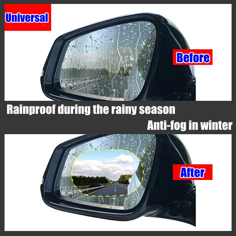 2/4/8 Pcs Car Side Rearview Mirror Waterproof Anti-Fog Film Side Window Glass Film Can Protect Your Vision Driving On Rainy Days