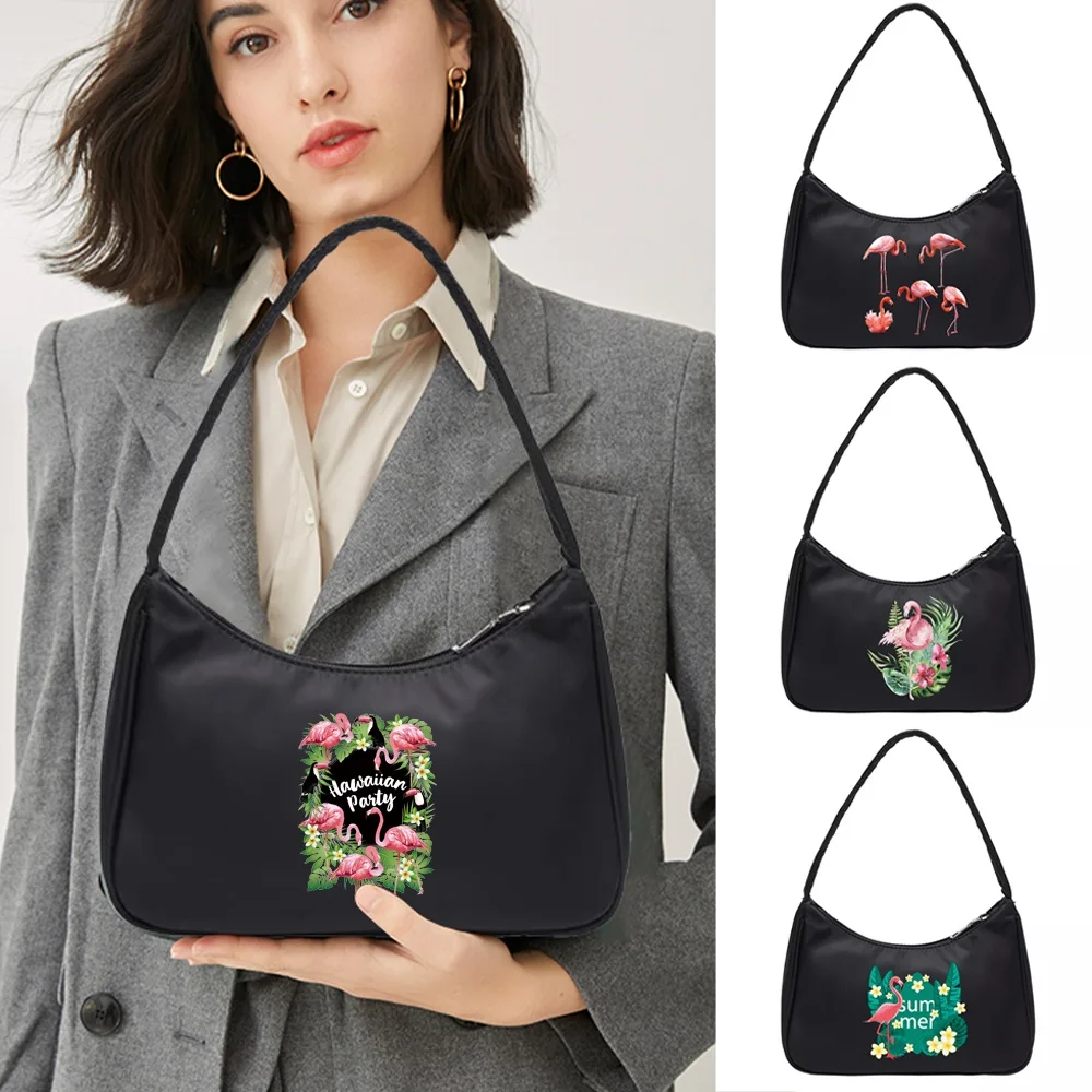 Shoulder Underarm Bags Coin Purse Women‘s Handbags Designer Print Flamingo Pattern Hobo Shoulder Small Pouch Totes Shopping Bag