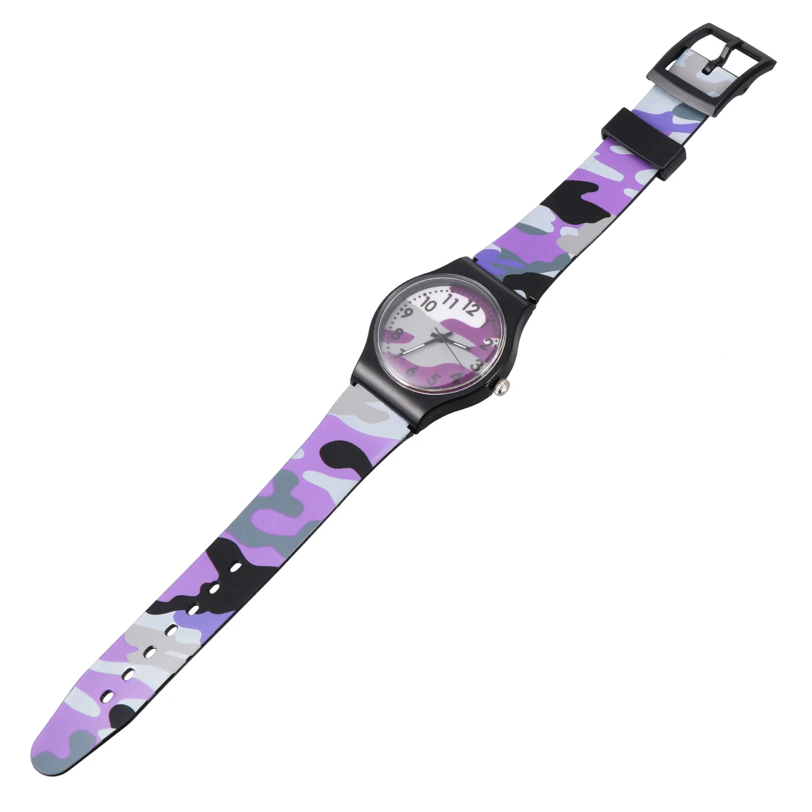 

Cartoon Camouflage Purple Kids 3 Year Old PVC Strap Children Wristwatch Students Fashion Kids Watch Accessories