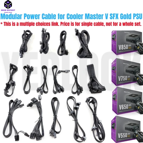 Imagen 1 del producto Cable de alimentación Modular para Cooler Master V550 V650 V750 V850 SFX GOLD, GPU PCIe 8Pin 6+2Pin, CPU 4+4Pin, SATA Molex 4Pin, ATX 24Pin