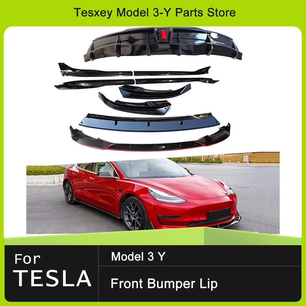 For Tesla Model 3 Y 2017 2019 2020 2021 2022 2023 Front Bumper Lip Chin Diffuser Body Kit Spoiler Deflector Tuning Accessories