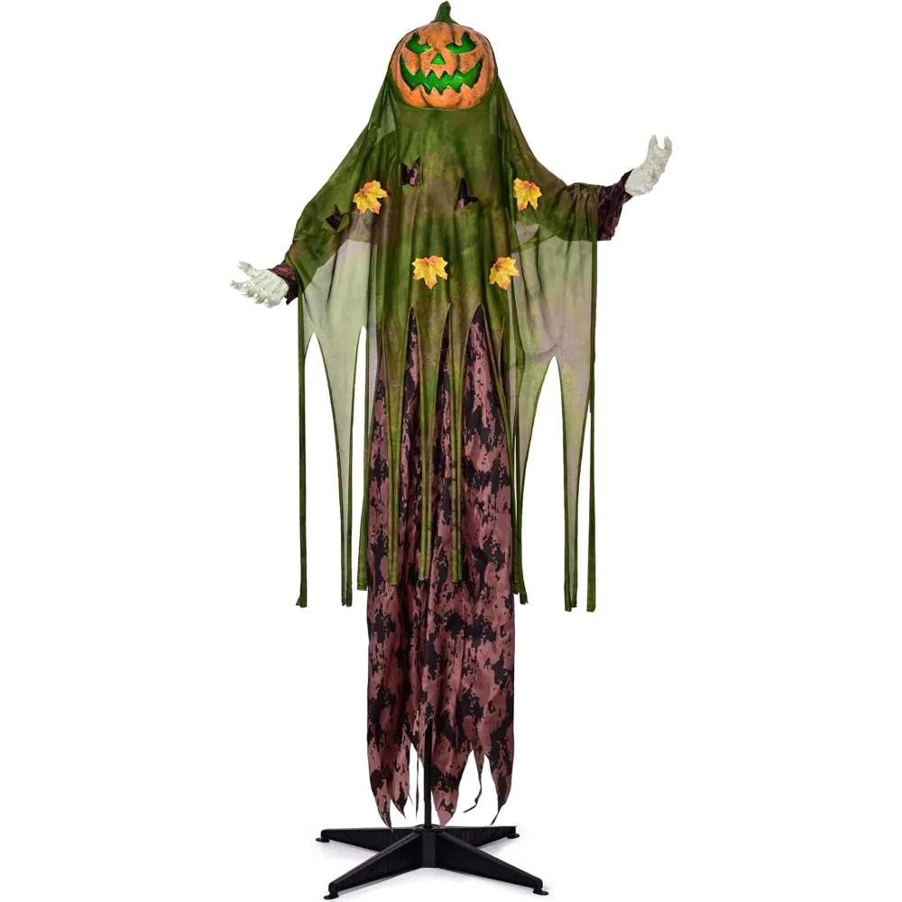 

Halloween Standing Pumpkin Man with Lights& Sounds, Outdoor Indoor Pumpkin Clearance Spooky Jack O' Lantern Props Decor Lawn