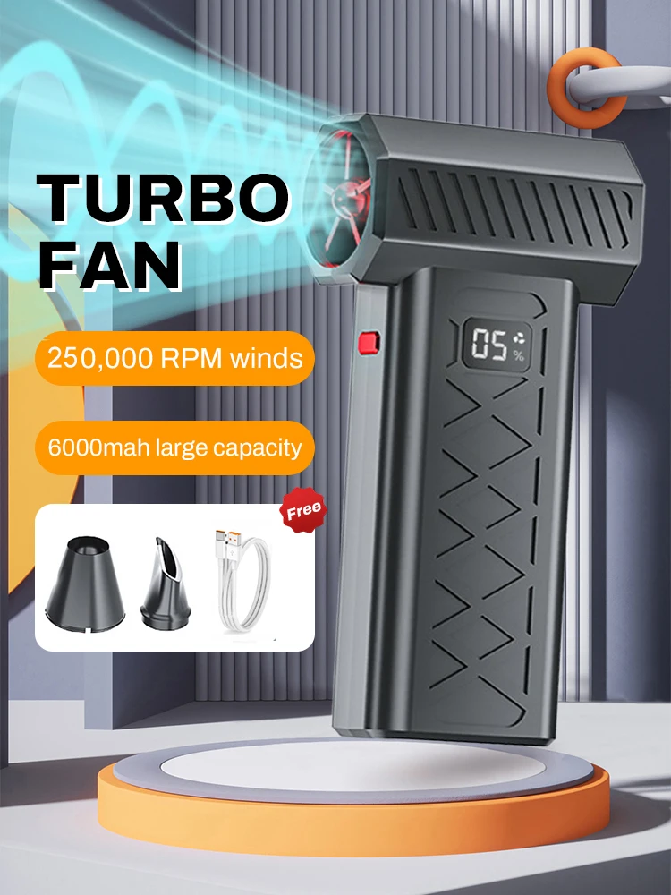 

Violent Fan 250000RPM Powerful Air Blower Turbo Fan with LED Display& Lighting Dust Cleaner 6 Speeds Brushless Turbo Jet Blower