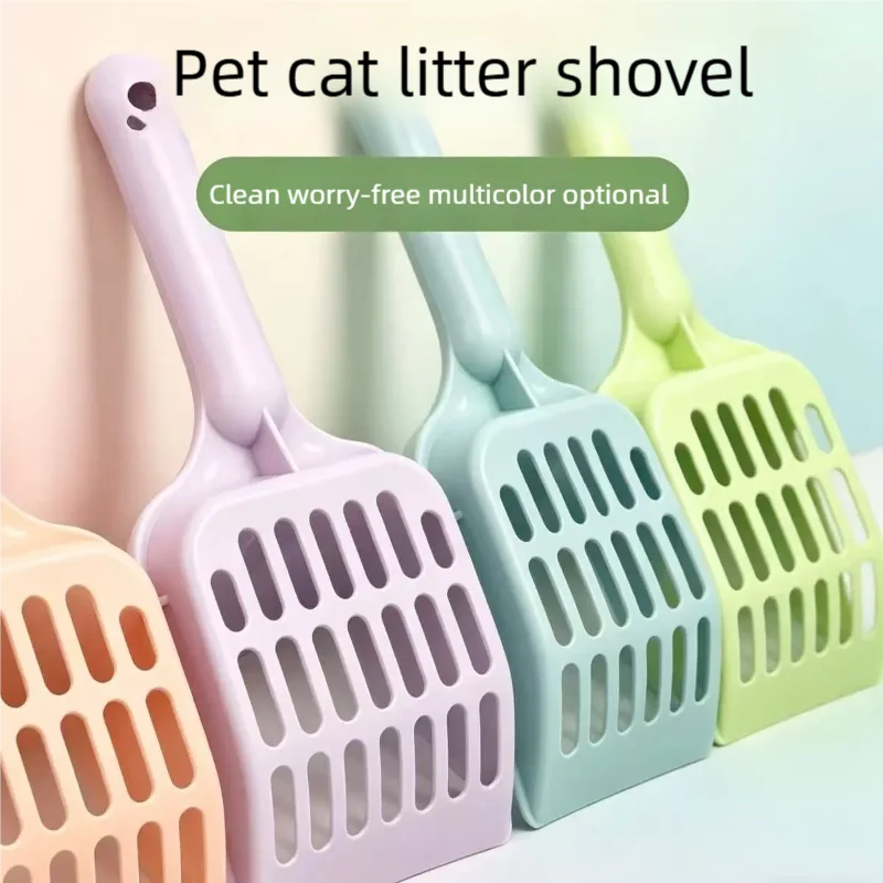 Candy Color Pet Litter Shovel with Horizontal Handle Cat Poop Pickup Tool High Aesthetic Cat Toilet Cleaning Supplies