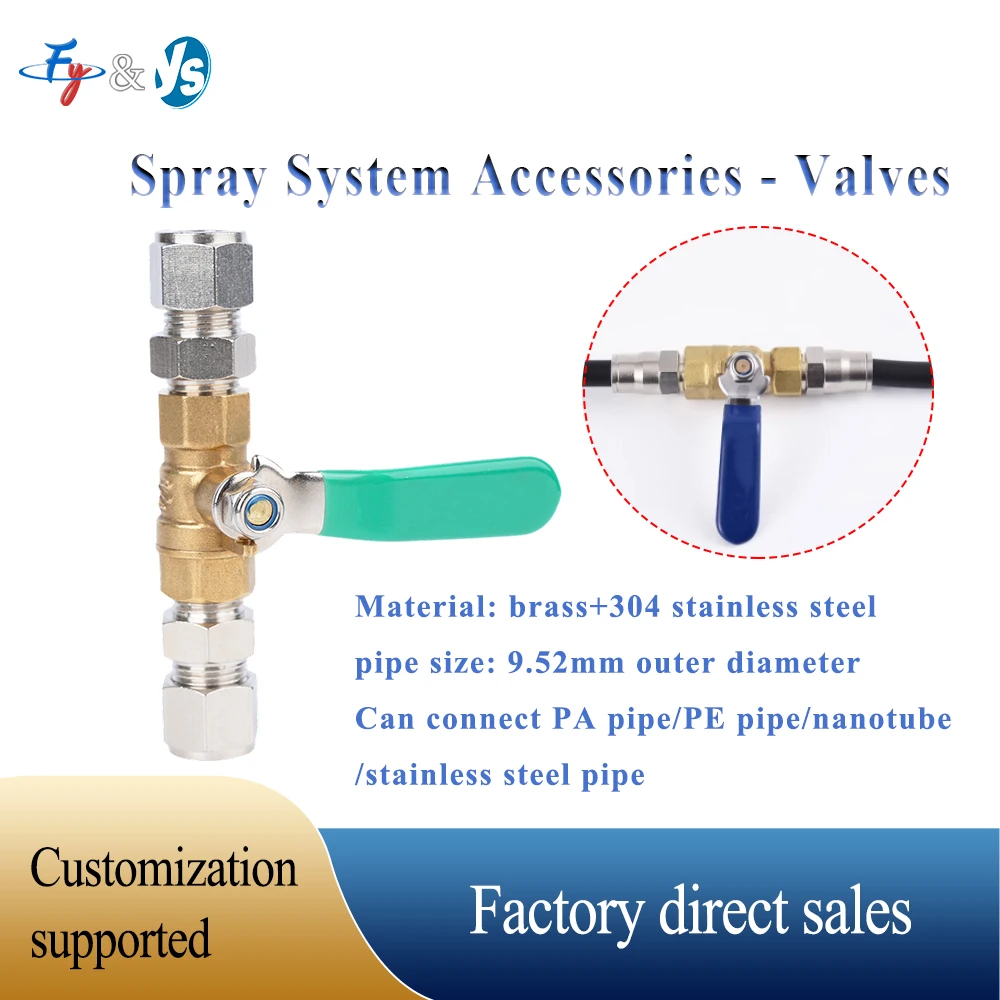 Brass Quick Connect Ball Valve, 9.52mm Pneumatic Tube Adapter for Misting Systems & Fog Machines, Slip Lock On/Off Switch