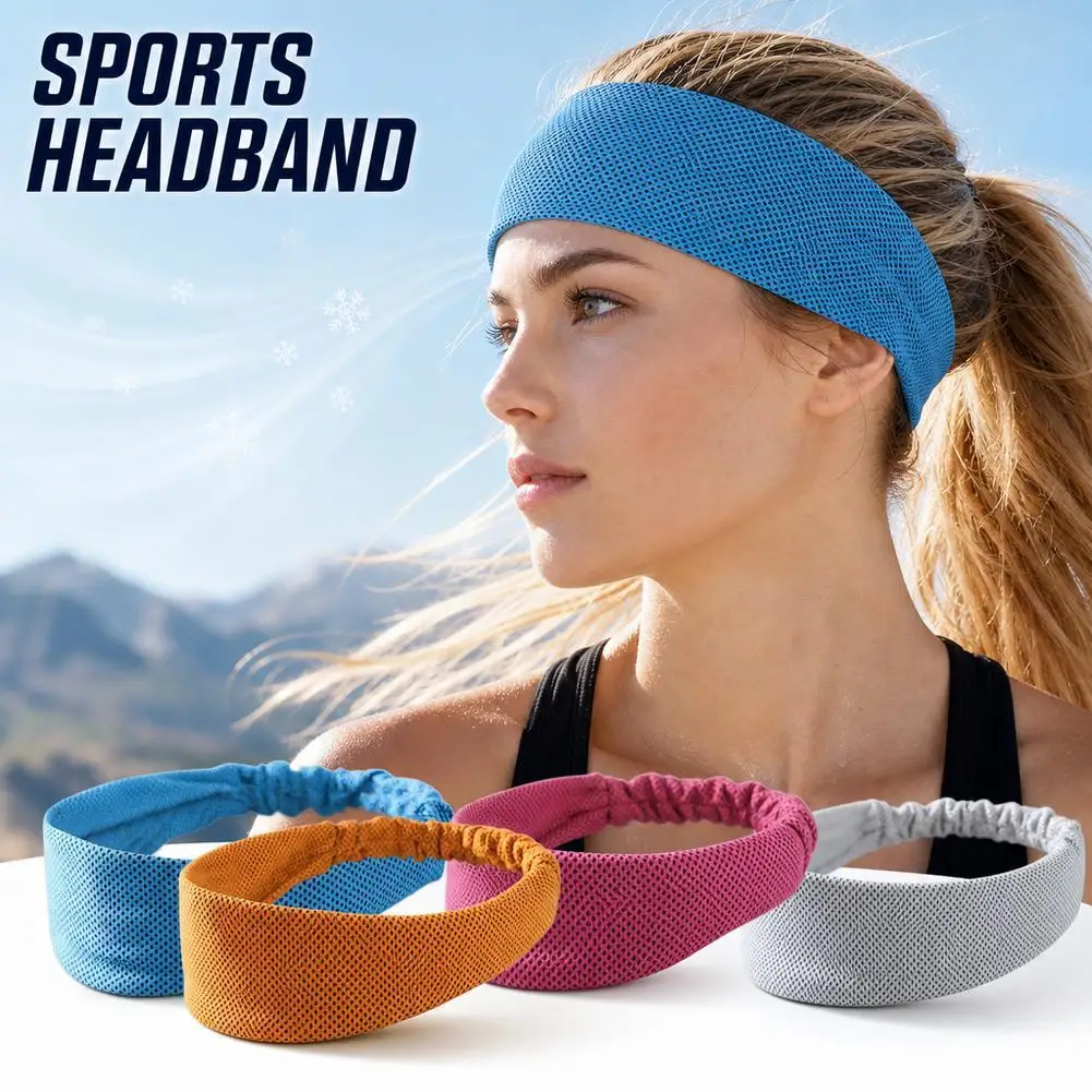 Cooling Sports Headband Quick Dry Sweat Wicking Sweatband Elastic Workout Hair Band For Running Cycling Basketball Gym Unisex