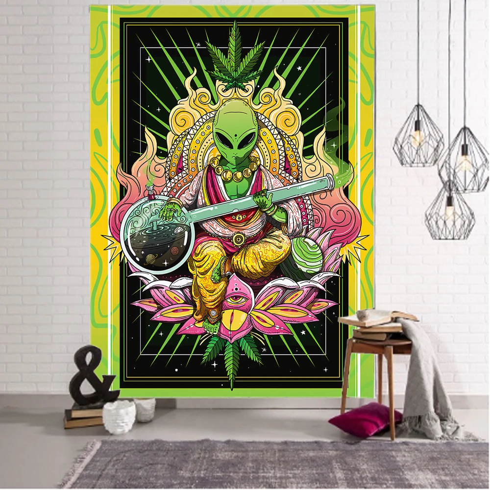 Psychedelic Alien Bohemian Tapestry Mandala Bohemian Hippie Wall Decor Tapestry Home Background Wall Decor Tapestry