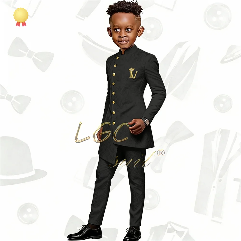 

Boys 2 Piece Exquisite Jacquard Fabric Suit Elegant Gentleman Formal Dress for Celebrations & Ceremonies