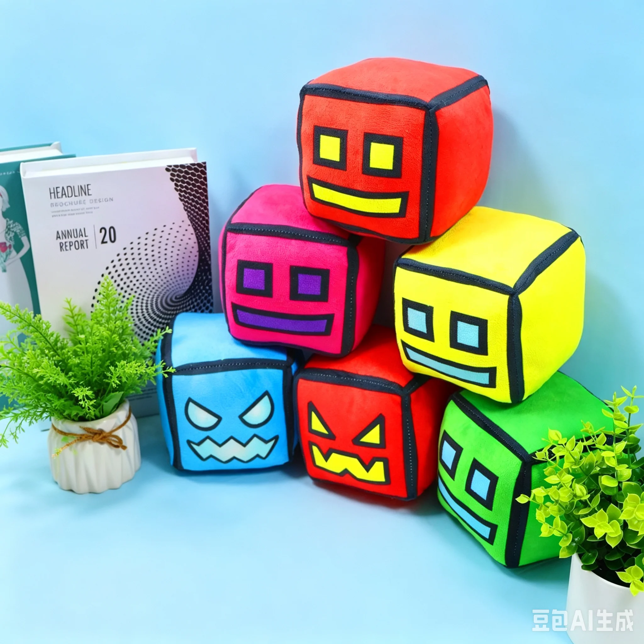 2026Cube Plush Toys  Geometry Dash  Small Pillow Stuffed Plushie Doll Square Pendant Game Cute Home Decor Children Birthday Gift