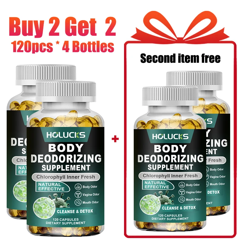 

Капсулы для дезодорации тела HOLUCKS с хлорофиллом, с петрушкой и мятой, внутренний дезодорант от запаха тела, для пищеварения и здоровья кишечника