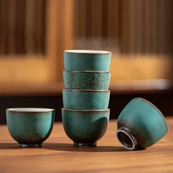 Japanese Style Teacup Vintage Ceramic Small Cup Crackle Glaze Green Retro Tea Cup Kung Fu Porcelana Chinesa Cups and Mugs