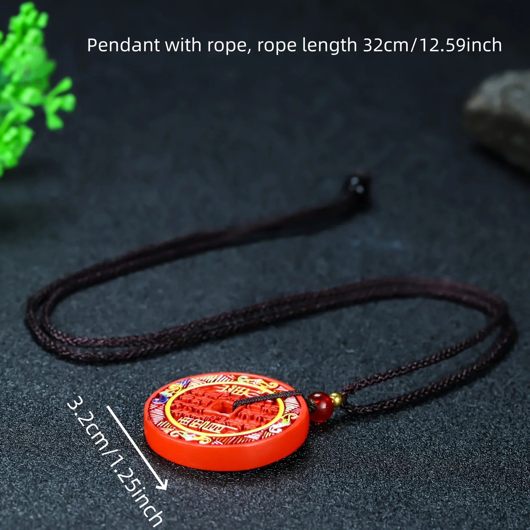 Elegant cinnabar painted ghost money pendant - uncoated high-grade cinnabar