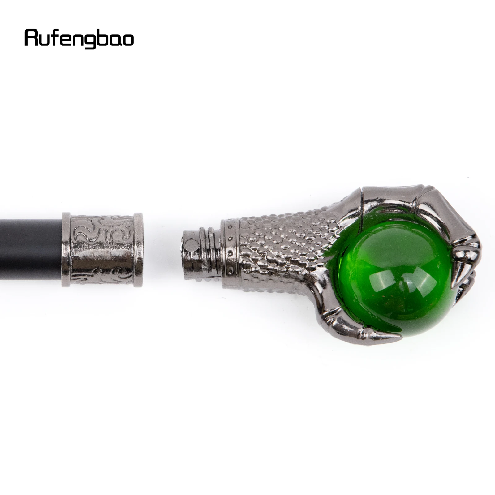 Bastão decorativo de garra de dragão, bola de vidro verde, junta prateada, bastão Halloween Crosier, festa elegante, 93cm