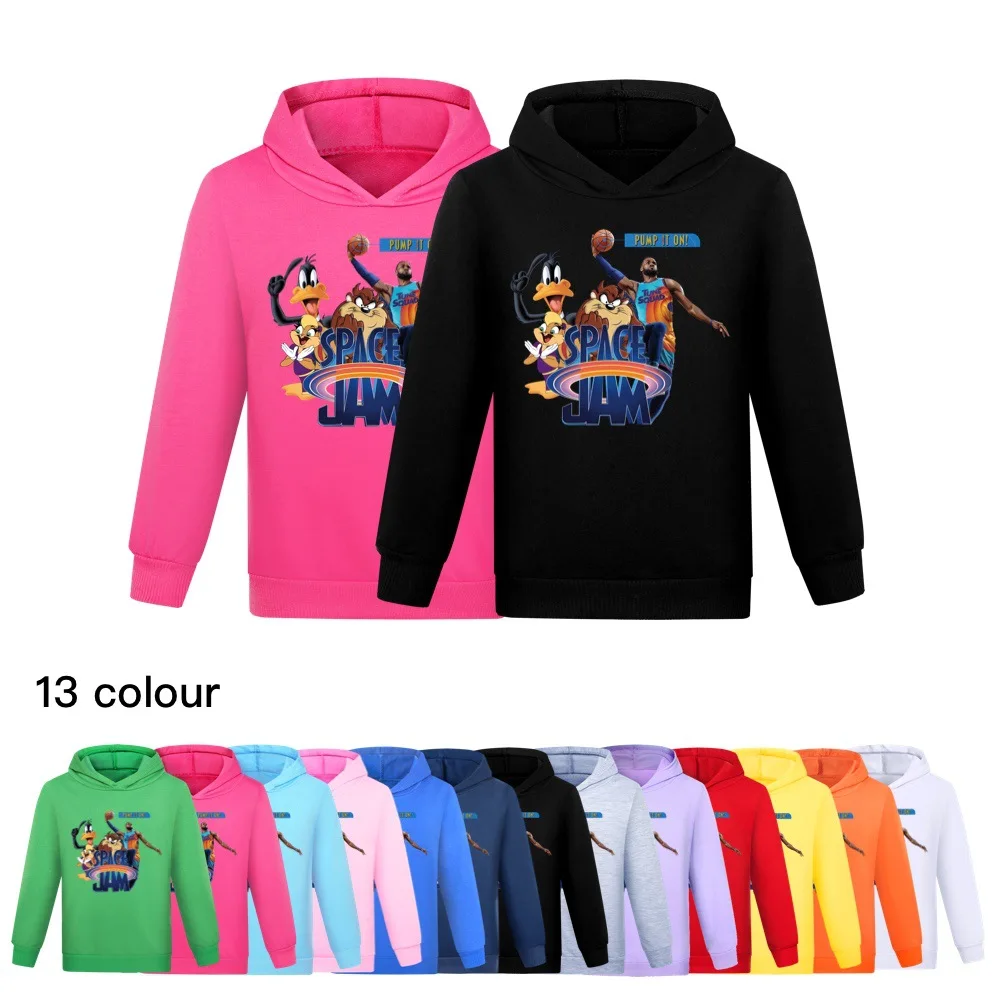 Spring Cartoon Space jam Hoodies Kids Clothes Baby Boys Long Sleeve T-Shirts Girl Sweatshirts Children Hooded Coats 2-16Y1338