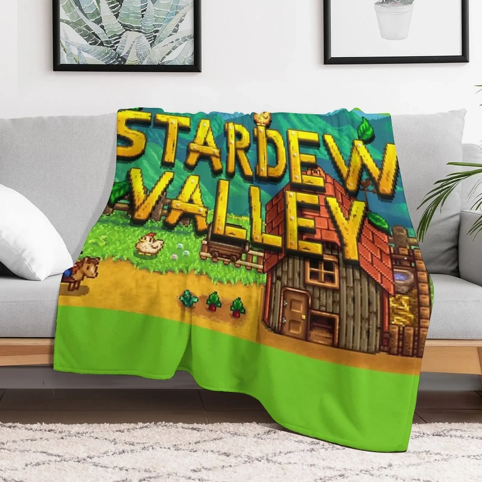 Stardew Valley Intro Throw Blanket Durable Warm Blanket for Daily Home Use