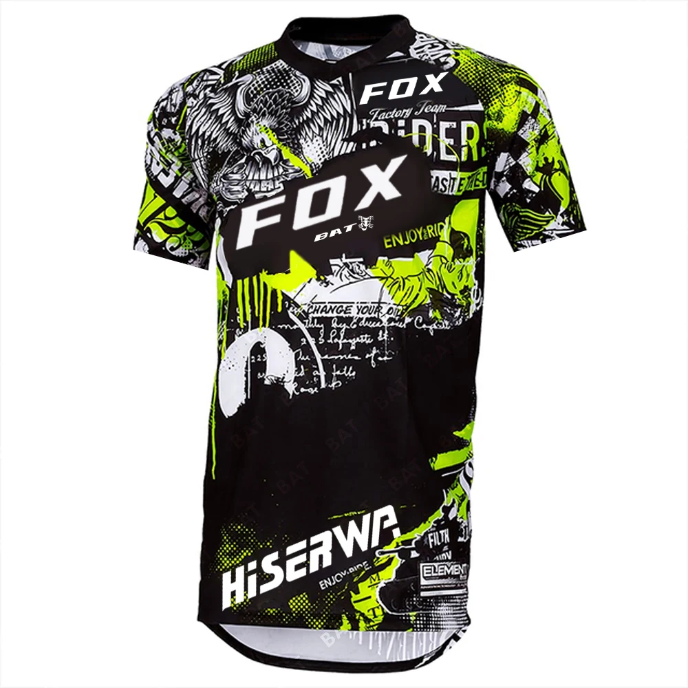 BAT FOX-Mountain Bike Camisetas para Homens, Downhill Jerseys, MTB Jersey, Offroad, DH Motocicleta Jersey, Motocross Sportwear, Vestuário