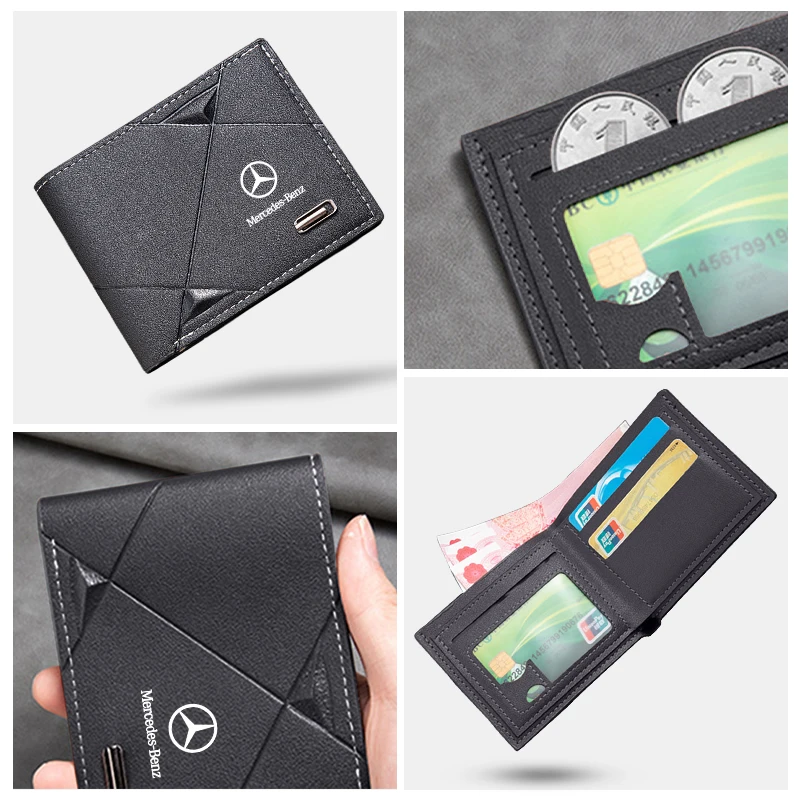 ID Card Holder Wallet Coin Purse Money Bag For Mercedes Benz AMG W204 W205 W203 W211 W201 W210 W108 W124 W190 W202 W212 W126