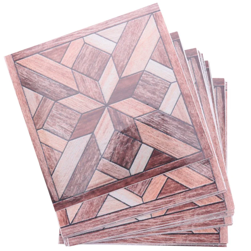 

SEWS-100Pcs Wood Grain Pattern Tile Sticker Self Adhesive Tiles Art Diagonal 3D Floor Sticker For Bathroom Kitchen Decor