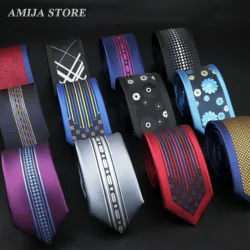 Men's Ties 6cm Luxury Red Silvery Blue Floral Jacquard Patchwork Necktie Accessories Daily Wear Cravat Wedding Party Gift For Ma