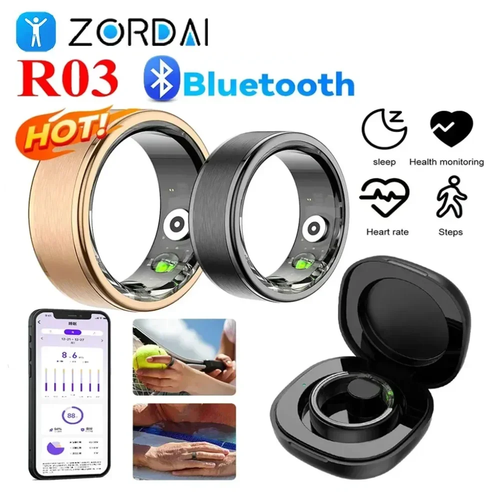 Anillo Inteligente R03 R02 para hombre y mujer, accesorio deportivo con control del ritmo cardíaco y de la salud, para Android e IOS, 2024