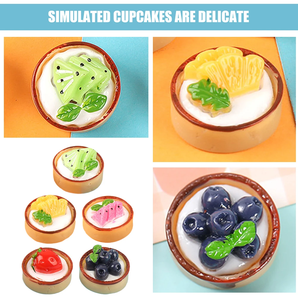 

10pcs Simulated Fruit Cake Ornament Decorated Fake Artificial Cupcake Decorations Ornaments Model Office