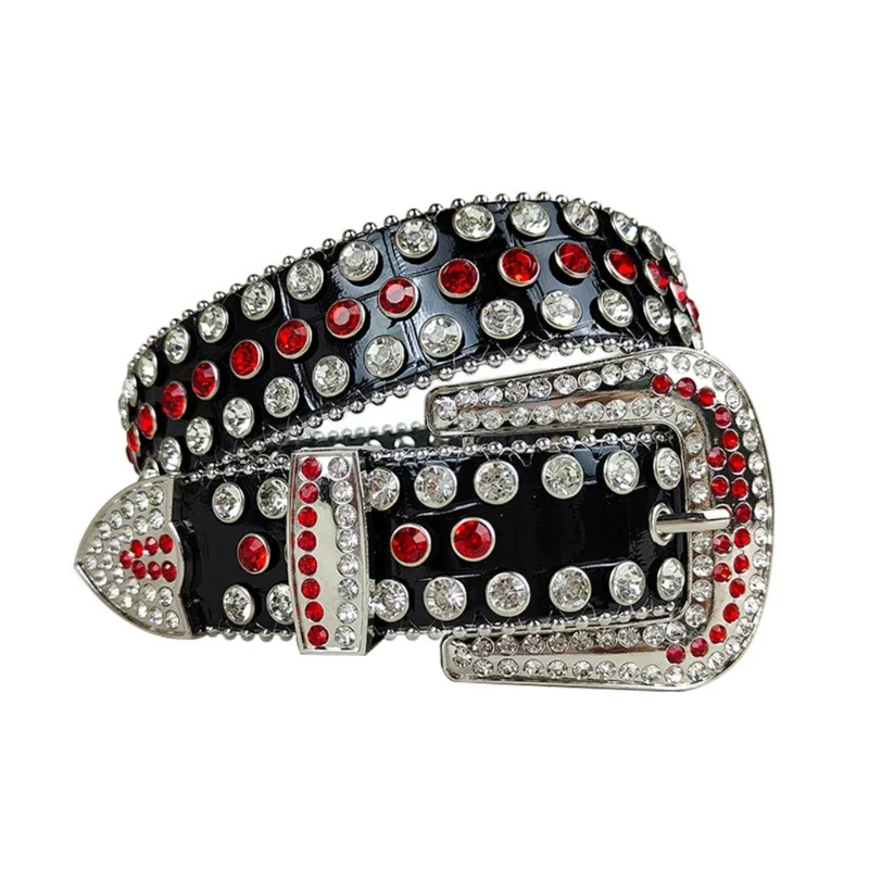 

mens fashion diamond studded belts punk goth designer rhinestone belt women pin buckle waistband stylish soft leather strapon