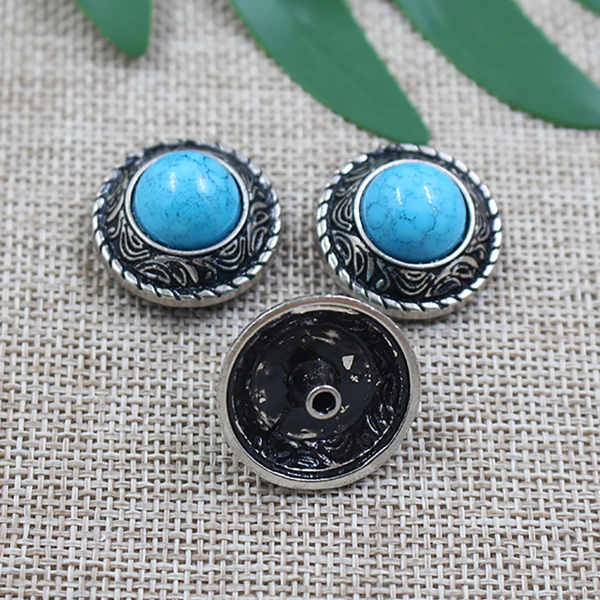 synthetic turquoise Japanese daisy flower Alloy 0.8 1 inch coin round Concho Decor Screw Back rivet mounting Belt Blanket Wallet