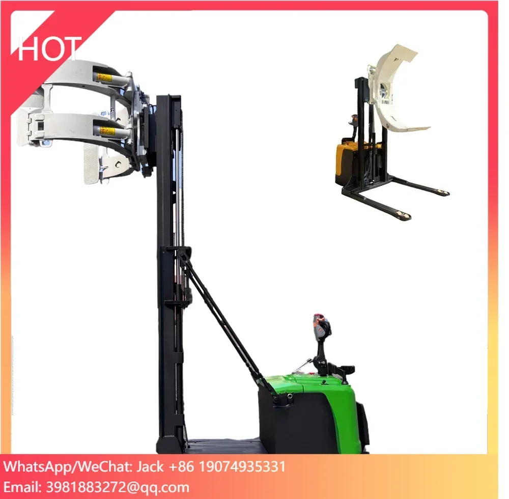 Prezzo economico Stacker Morsetto a rullo rotante 1.0Ton 2Ton 3Ton Carrello elevatore impilatore elettrico per magazzino