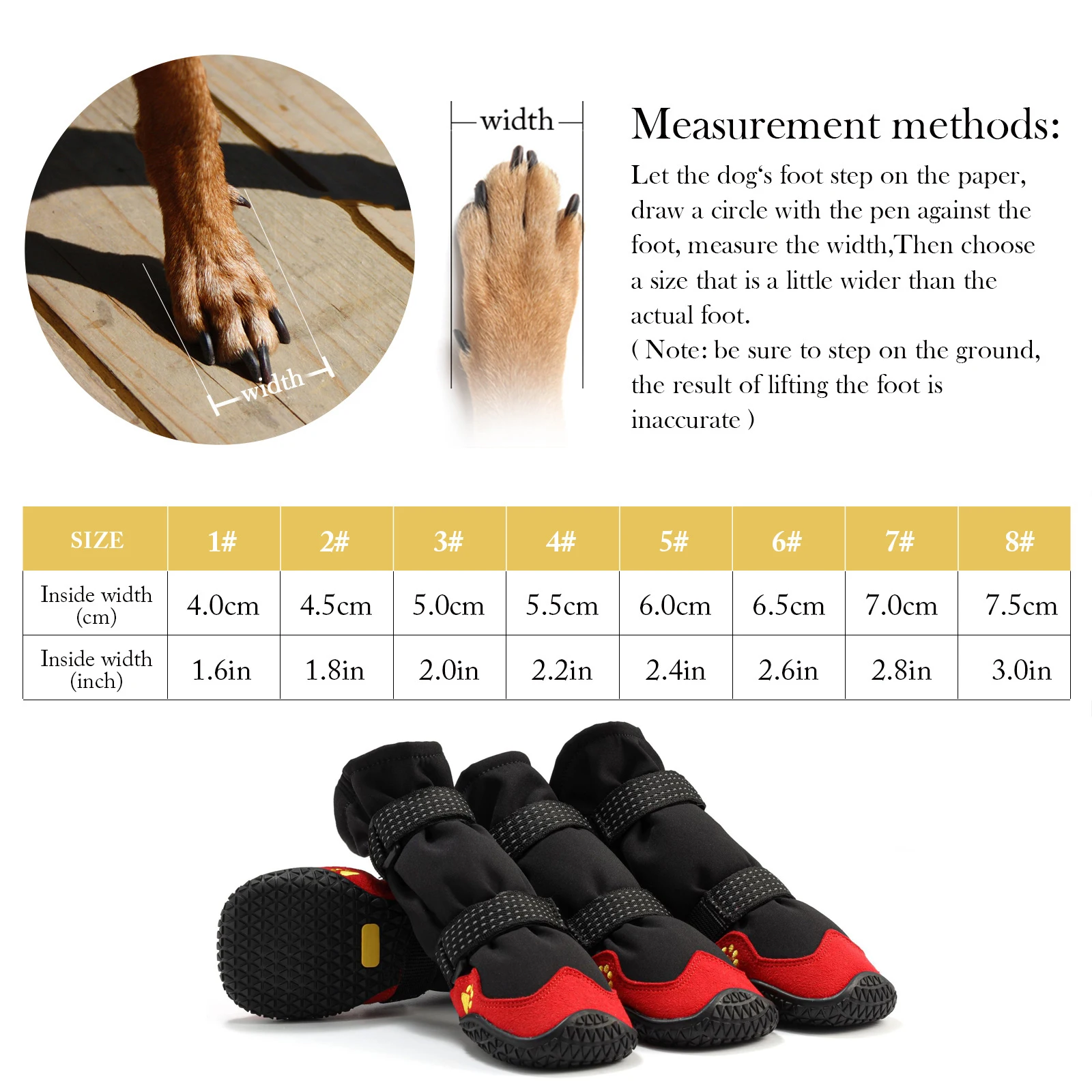 Dog Booties Waterproof High Tops 4Pcs Dog Shoes for Medium Large Dogs Rugged Anti-Slip Paw Protector Boots Rain Snow Winter Use