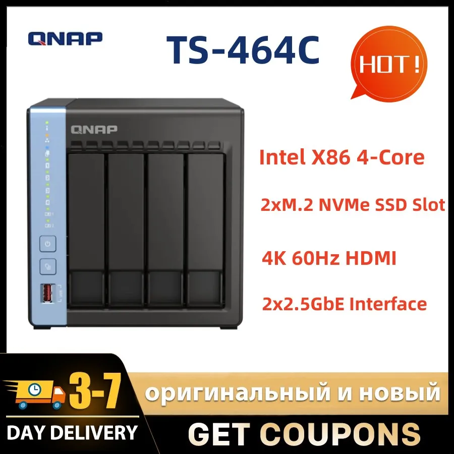 QNAP TS-464C 4 Bay 8G 2.5GbE NAS Cloud Storage Nas Server Network Storage Device pk Synology DS923+