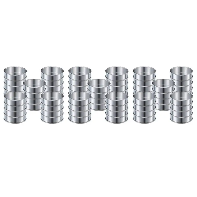 

A74E-4 Inch Muffin Ring Crumpet Rings, Set Of 60 Stainless Steel Muffin Rings Moulds Double Rolled Tart Rings Round Tart Ring